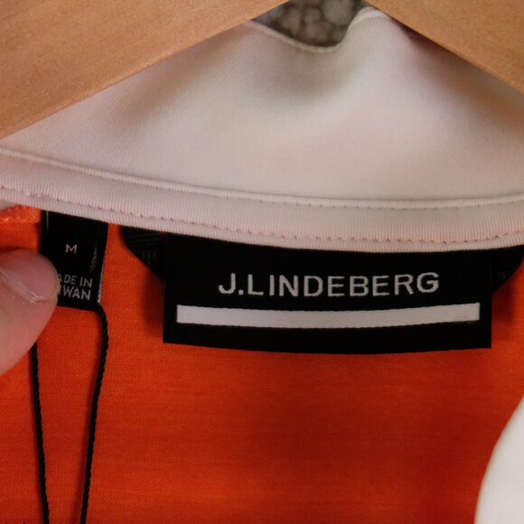 J.Lindeberg RY Mid Layer Shirt Mens Medium Lava Orange Quick Dry Stretch Golf - Picture 8 of 11